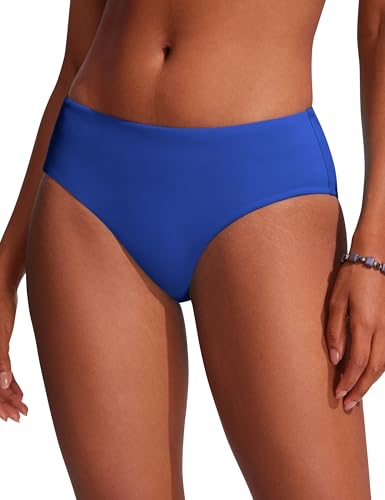 CRZ YOGA Damen Bikini Unterteile Mittlerer Aufstieg Voll Gefüttert Baden Swimsuit Basic Swim Surfen Slips Wellen Blau 40 von CRZ YOGA