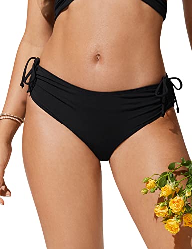 CRZ YOGA Damen Bikinihose Seitliche Bindung Verstellbare Badehose Bikini Slip Unterteil Badeshorts Schwarz 34 von CRZ YOGA