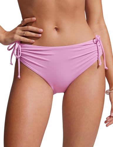 CRZ YOGA Damen Bikinihose Seitliche Bindung Verstellbare Badehose Bikini Slip Unterteil Badeshorts Vita Rosa 36 von CRZ YOGA