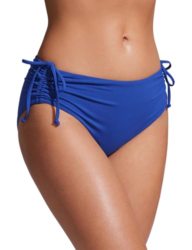 CRZ YOGA Damen Bikinihose Seitliche Bindung Verstellbare Badehose Bikini Slip Unterteil Badeshorts Wellen Blau 36 von CRZ YOGA