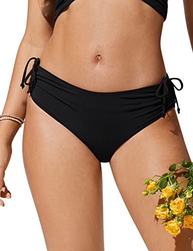 CRZ YOGA Damen Bikinihose Seitliche Bindung Verstellbare Badehose Bikini Slip Unterteil Schwarz 40 von CRZ YOGA