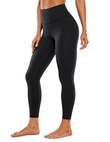 CRZ YOGA Gebürstetes Gefühl Damen Sport Leggings Yogahose High Waist Blickdicht Fitness Leggins Sporthose - 64cm Schwarz 40 von CRZ YOGA