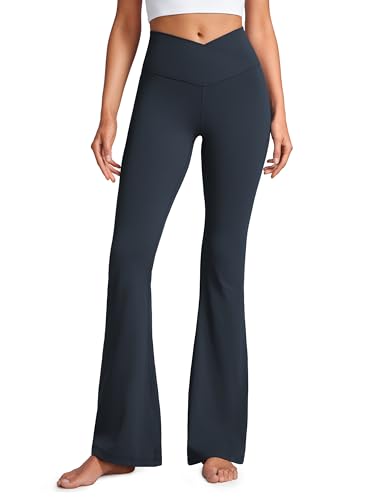 CRZ YOGA Damen Butterluxe Bootcut Schlaghose Yoga Leggings Crossover High Waist Blickdicht Sporthose Fitnesshose - 84cm Echte Marine 36 von CRZ YOGA