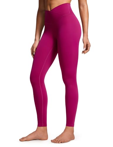 CRZ YOGA Damen Butterluxe Cross Waist Workout Leggings V Cross High Waist Bauchkontrolle Lounge Yoga Leggings - 71cm Magenta Violett 40 von CRZ YOGA