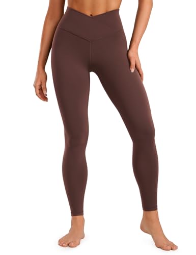 CRZ YOGA Damen Butterluxe Cross Waist Workout Leggings V Cross High Waist Bauchkontrolle Lounge Yoga Leggings - 71cm Taupe 38 von CRZ YOGA