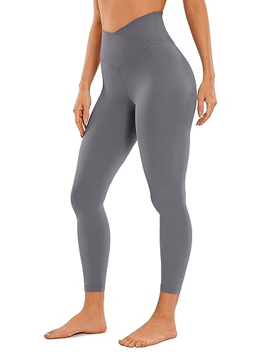 CRZ YOGA Damen Butterluxe Cross Waist Workout Leggings V Cross High Waisted Bauchkontrolle Gym Yoga Leggings - 64cm Dunkler Kohlenstoff 40 von CRZ YOGA