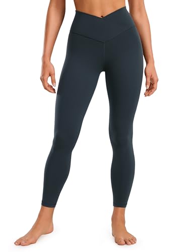 CRZ YOGA Damen Butterluxe Cross Waist Workout Leggings V Cross High Waisted Bauchkontrolle Gym Yoga Leggings - 64cm Echte Marine 40 von CRZ YOGA