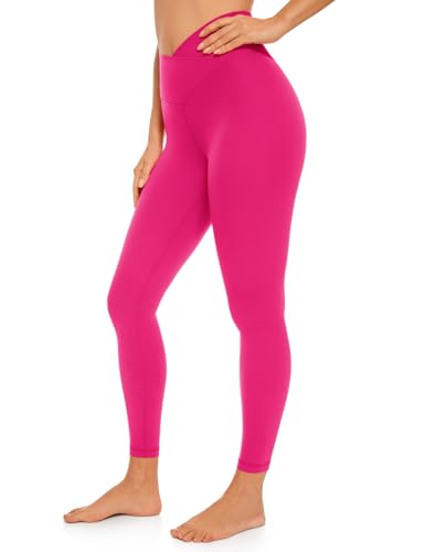 CRZ YOGA Damen Butterluxe Cross Waist Workout Leggings V Cross High Waisted Bauchkontrolle Gym Yoga Leggings - 64cm Granita Pink 38 von CRZ YOGA