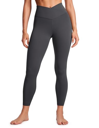 CRZ YOGA Damen Butterluxe Cross Waist Workout Leggings V Cross High Waisted Bauchkontrolle Gym Yoga Leggings - 64cm Mysteriöses Grau 40 von CRZ YOGA