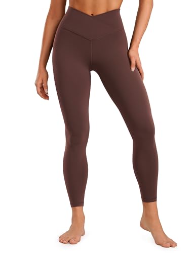 CRZ YOGA Damen Butterluxe Cross Waist Workout Leggings V Cross High Waisted Bauchkontrolle Gym Yoga Leggings - 64cm Taupe 40 von CRZ YOGA