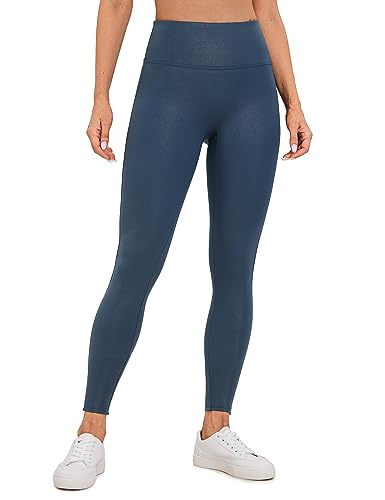 CRZ YOGA Damen Butterluxe Faux Leder Leggings Lederoptik High Waist Sporthose Kunstleder Stretch Workout Sportleggins - 67cm FRANZÖSISCHE Marine Klassisches Muster 40 von CRZ YOGA