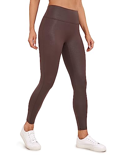 CRZ YOGA Damen Butterluxe Faux Leder Leggings Lederoptik High Waist Sporthose Kunstleder Stretch Workout Sportleggins - 67cm Klassisches Taupe-Muster 38 von CRZ YOGA