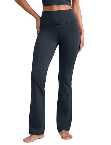 CRZ YOGA Damen Butterluxe Flare Yoga Leggings Bootcut Yogahose High Waist Schlaghose mit Taschen Bootleg Freizeithose - 77.5cm Echte Marine 34 von CRZ YOGA