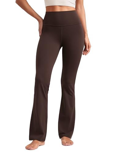 CRZ YOGA Damen Butterluxe Flare Yoga Leggings Bootcut Yogahose High Waist Schlaghose mit Taschen Bootleg Freizeithose - 77.5cm Heißes Fudge-Brown 42 von CRZ YOGA