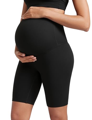 CRZ YOGA Damen Butterluxe Kurze Umstandsleggings Schwangerschaft Shorts Umstandsshorts Umstandshose Yoga Leggings - 20cm Schwarz 42 von CRZ YOGA