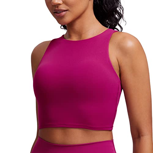 CRZ YOGA Damen Butterluxe Racerback Sport BH Gepolstert Ohne Bügel Crop Tops Longline Yoga Tank Top Fitness Sports Bra Magenta Violett 40 von CRZ YOGA