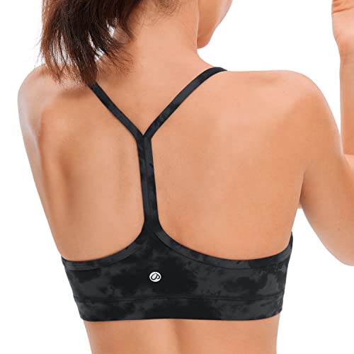 CRZ YOGA Damen Butterluxe Racerback Sport BH Gepolstert Ohne Bügel Y-Rücken Yoga BH Sommer Atmungsaktiv Spaghetti Top Der Rauchtintennebel M von CRZ YOGA