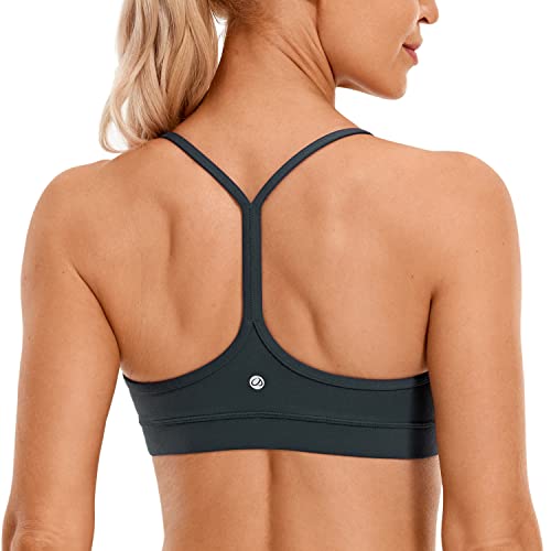 CRZ YOGA Damen Butterluxe Racerback Sport BH Gepolstert Ohne Bügel Y-Rücken Yoga BH Sommer Atmungsaktiv Spaghetti Top Dunkelgrün XL von CRZ YOGA