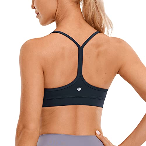 CRZ YOGA Damen Butterluxe Racerback Sport BH Gepolstert Ohne Bügel Y-Rücken Yoga BH Sommer Atmungsaktiv Spaghetti Top Echte Marine M von CRZ YOGA