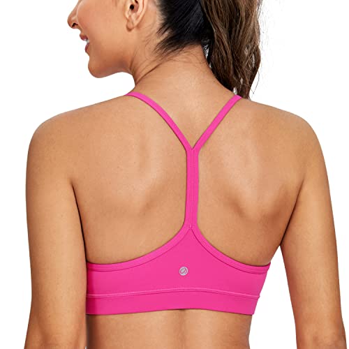 CRZ YOGA Damen Butterluxe Racerback Sport BH Gepolstert Ohne Bügel Y-Rücken Yoga BH Sommer Atmungsaktiv Spaghetti Top Hibiskus-Purpur XL von CRZ YOGA