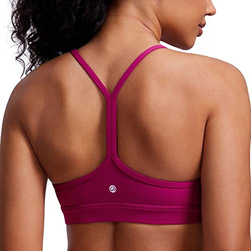 CRZ YOGA Damen Butterluxe Racerback Sport BH Gepolstert Ohne Bügel Y-Rücken Yoga BH Sommer Atmungsaktiv Spaghetti Top Magenta Violett L von CRZ YOGA