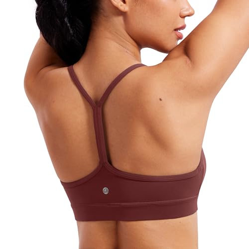 CRZ YOGA Damen Butterluxe Racerback Sport BH Gepolstert Ohne Bügel Y-Rücken Yoga BH Sommer Atmungsaktiv Spaghetti Top Noctilucence rot L von CRZ YOGA