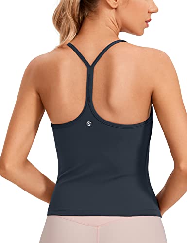 CRZ YOGA Damen Butterluxe Racerback Sports Tank Top Ärmelloses Ohne Bügel Yoga Oberteile Crew Ausschnitt Fitness Spaghetti Tops Echte Marine 42 von CRZ YOGA