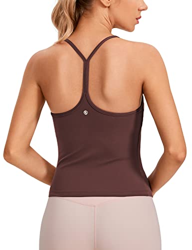 CRZ YOGA Damen Butterluxe Racerback Sports Tank Top Ärmelloses Ohne Bügel Yoga Oberteile Crew Ausschnitt Fitness Spaghetti Tops Taupe 42 von CRZ YOGA