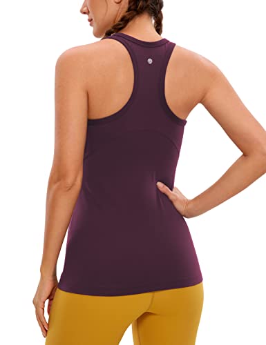 CRZ YOGA Damen Butterluxe Racerback Yoga Tank Top Sport Ärmelloses Oberteile High Neck Running Tanktops Fitness Sporttop Dunkellila 36 von CRZ YOGA