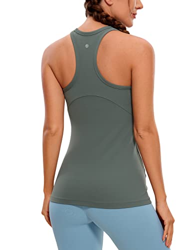 CRZ YOGA Damen Butterluxe Racerback Yoga Tank Top Sport Ärmelloses Oberteile High Neck Running Tanktops Fitness Sporttop Grauer Salbei 38 von CRZ YOGA