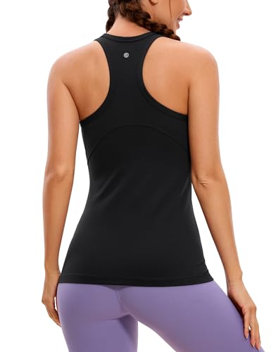 CRZ YOGA Damen Butterluxe Racerback Yoga Tank Top Sport Ärmelloses Oberteile High Neck Running Tanktops Fitness Sporttop Schwarz 40 von CRZ YOGA