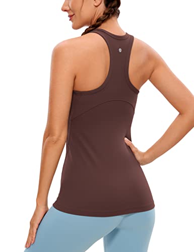 CRZ YOGA Damen Butterluxe Racerback Yoga Tank Top Sport Ärmelloses Oberteile High Neck Running Tanktops Fitness Sporttop Taupe 36 von CRZ YOGA