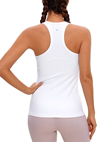 CRZ YOGA Damen Butterluxe Racerback Yoga Tank Top Sport Ärmelloses Oberteile High Neck Running Tanktops Fitness Sporttop Weiss 38 von CRZ YOGA