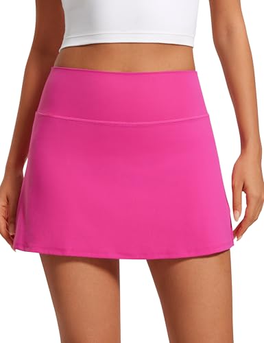 CRZ YOGA Damen Butterluxe Röcke für Frauen Hohe Taille A-Line Tennis Golf Athletic Lässig Skorts mit Taschen Hibiskus-Purpur 40 von CRZ YOGA