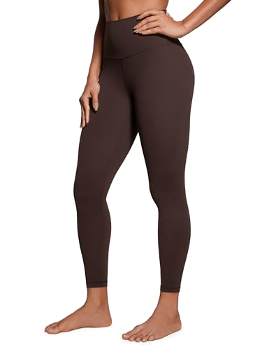 CRZ YOGA Butterluxe Damen High Waist Sport Leggings Blickdicht Yoga Leggins Sporthose Workout Gym Yogahose - 64cm Heißes Fudge-Brown 42 von CRZ YOGA