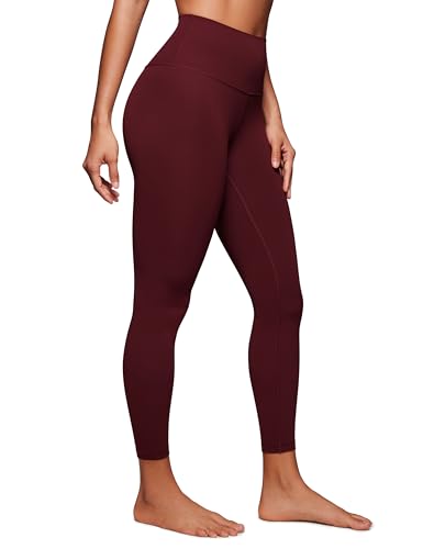 CRZ YOGA Butterluxe Damen High Waist Sport Leggings Blickdicht Yoga Leggins Sporthose Workout Gym Yogahose - 64cm Roter Merlot 36 von CRZ YOGA