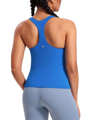 CRZ YOGA Damen Butterluxe Tank Tops Racerback Sport Top Yoga Fitness Oberteil Tanktops mit Integriertem BH Funkelndes Blau 42 von CRZ YOGA