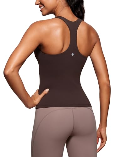 CRZ YOGA Damen Butterluxe Tank Tops Racerback Sport Top Yoga Fitness Oberteil Tanktops mit Integriertem BH Heißes Fudge-Brown 34 von CRZ YOGA