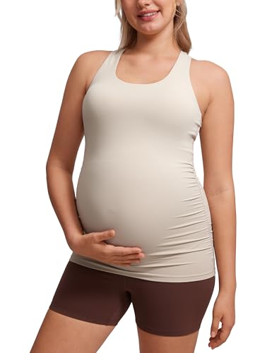 CRZ YOGA Damen Butterluxe Umstandsmode Tops Umstandstop Racerback Tanktops Ärmelloses Umstands T-Shirt Camisole mit Integriertem BH Mojave-Braun 36 CRZ YOGA Damen Butterluxe Umstandsmode Tops Umstandstop Racerback Tanktops Ärmelloses Umstands T-Shirt Camisole mit Integriertem BH Mojave-Braun 36 von CRZ YOGA