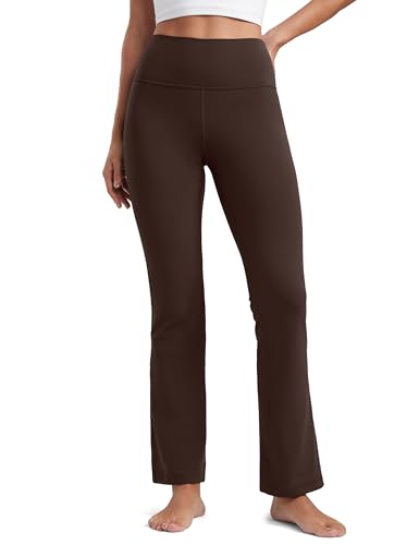 CRZ YOGA Damen Butterluxe Yogahose Schlaghose High Waist Blickdicht Flared Leggings Bootcut Bootleg Soft Sporthose - 74cm Heißes Fudge-Brown 38 von CRZ YOGA