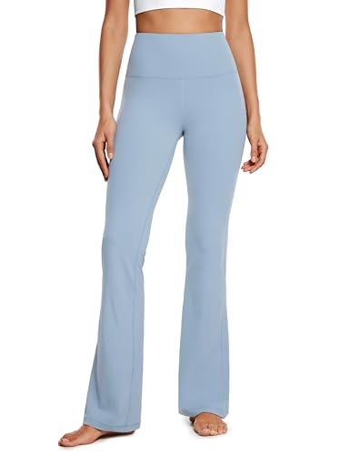 CRZ YOGA Damen Butterluxe Yogahose Schlaghose High Waist Blickdicht Flared Leggings Bootcut Bootleg Soft Sporthose - 81cm Cambric-Blau 42 von CRZ YOGA