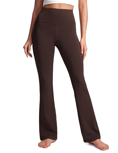 CRZ YOGA Damen Butterluxe Yogahose Schlaghose High Waist Blickdicht Flared Leggings Bootcut Bootleg Soft Sporthose - 81cm Heißes Fudge-Brown 38 von CRZ YOGA