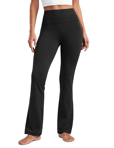 CRZ YOGA Damen Butterluxe Yogahose Schlaghose High Waist Blickdicht Flared Leggings Bootcut Bootleg Soft Sporthose - 81cm Schwarz 38 von CRZ YOGA
