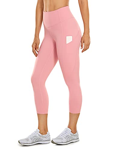 CRZ YOGA Damen Capri Yoga Leggings Hohe Taille Sporthose Elastisch Joggen Leggings mit Tasche - Naked Feeling - 48cm Das Herzschlagpulver 42 von CRZ YOGA