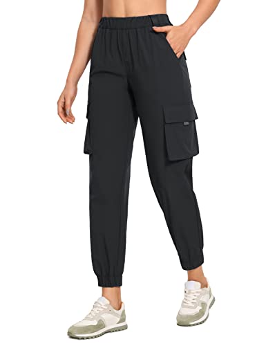 CRZ YOGA Damen Cargo Jogginghose Leicht Wasserdicht Hose Sporthose Cargohose mit Taschen Graphitgrau 42 von CRZ YOGA