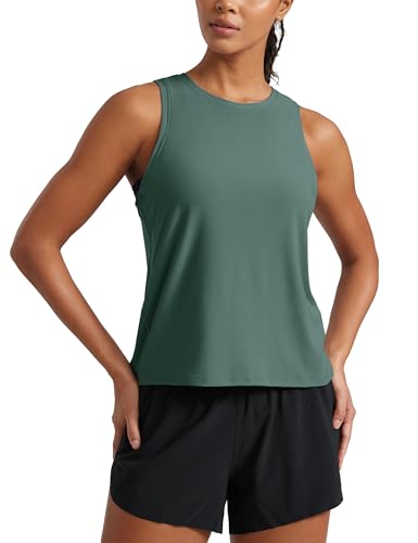 CRZ YOGA Damen Cloudweight Rundhals Workout Tanktops Leicht Athletic Gym Tops Weich Basic Running Ärmellose Shirts Graphitgrün 40 CRZ YOGA Damen Cloudweight Rundhals Workout Tanktops Leicht Athletic Gym Tops Weich Basic Running Ärmellose Shirts Graphitgrün 40 von CRZ YOGA