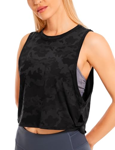 CRZ YOGA Damen Sport Tank Top Ärmelloses Leichte Fitness Crop Top Sommer Yoga Shirt Lässig Oberteile Sporttop Camo Multi 6 40 von CRZ YOGA