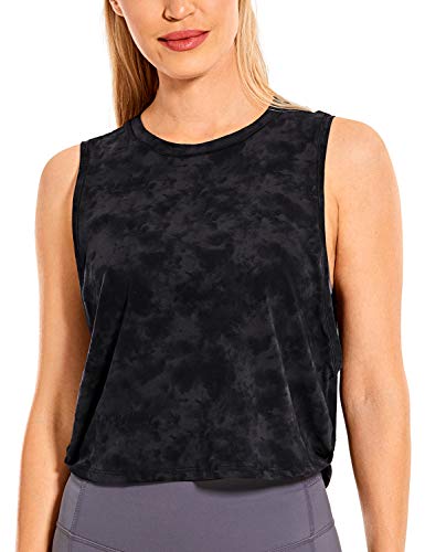 CRZ YOGA Damen Sport Tank Top Ärmelloses Leichte Fitness Crop Top Sommer Yoga Shirt Lässig Oberteile Sporttop Der Rauchtintennebel 40 von CRZ YOGA