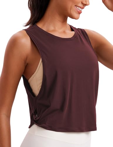 CRZ YOGA Damen Sport Tank Top Ärmelloses Leichte Fitness Crop Top Sommer Yoga Shirt Lässig Oberteile Sporttop Dunkelrot 40 von CRZ YOGA