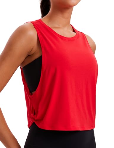 CRZ YOGA Damen Sport Tank Top Ärmelloses Leichte Fitness Crop Top Sommer Yoga Shirt Lässig Oberteile Sporttop Festival Rot 40 von CRZ YOGA